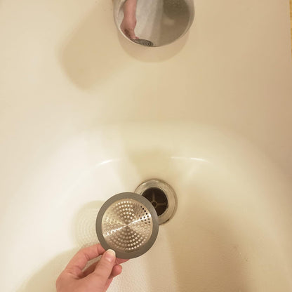Danco Snap-in Shower Drain Cover with in-Drain Hair Catcher, 4-1/4" Round, White Strainer, (10533)