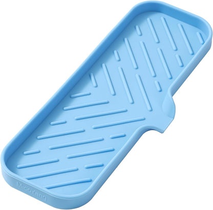 MicoYang Silicone Bathroom Soap Dishes with Drain Spout-Bathroom and Kitchen Sink Organizer,Sponge Holder,Dish Soap Tray,Perfect for Dispenser,Scrubber,Bottle,Cup on Sink or Counter-Coffee 4.9"×3.2"
