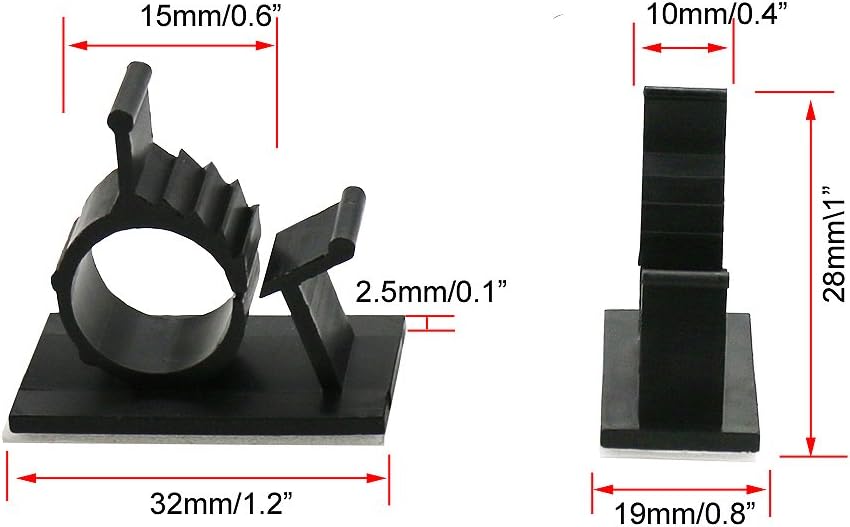 Cable Clips,GLE2016 Self-Adhesive Wire Holder Cable Organizer Cord Management Clamps with Adjustable Backed 20 Pack Black