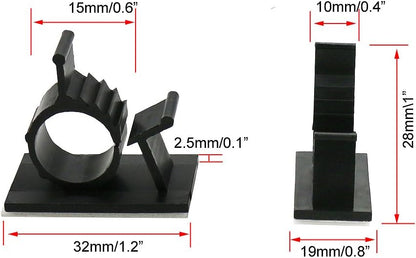 Cable Clips,GLE2016 Self-Adhesive Wire Holder Cable Organizer Cord Management Clamps with Adjustable Backed 20 Pack Black