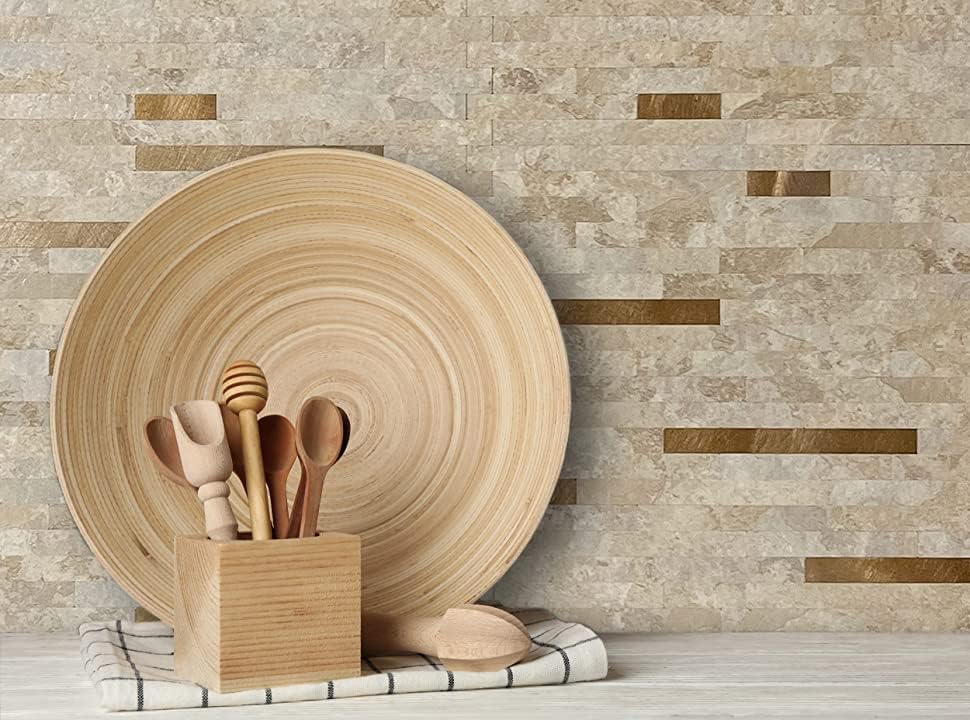 AULIGET 20 Sheets Peel and Stick Backsplash, Black & Grey Wood Look PVC Mixed Metal Stick on Backsplash Tiles for Kitchen