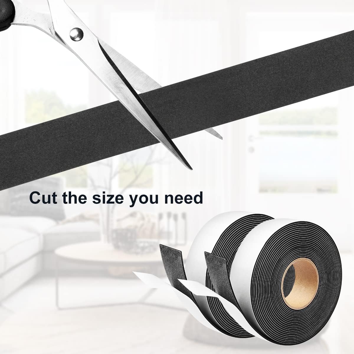 Seal Foam Tape,1/2 Inch W x 1/8 Inch T Weather Stripping for Door and Window,High Density Single Sided Closed Cell Door Insulation Weather Strip, 3 Rolls Total 50FT Black