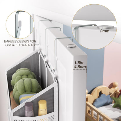 Over the Door Organizer with 5 Front & 10 MeshSide Pockets, 50LB Capacity Extra Large Nursery & Bathroom Hanging Storage Organizer Multi-Room Space-Saving Designwith 3 Hook for Kitchen, Pantry,Grey