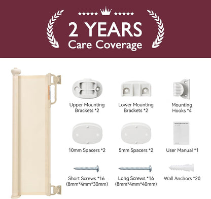 Momcozy Retractable Baby Gate, 33" Tall, Extends up to 55" Wide, Child Safety Baby Gates for Stairs, Doorways, Hallways, Indoor, Outdoor