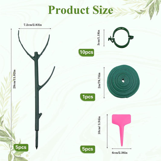 21PCS Stackable Monstera Plant Support Stakes for Indoor & Outdoor Plants, Includes Clips, Tags, Suitable for Supporting Monstera and Climbing Plants,for Vine Climbing and Stem Stabilization