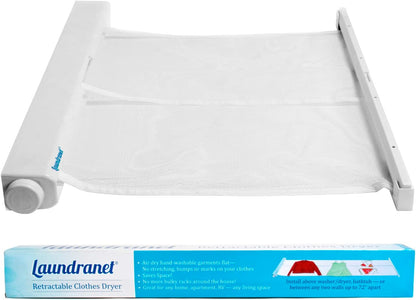 Retractable Clothes Drying Rack - Flat Hanging Mesh Drying for Delicate Clothes and Sweaters – Eliminate Bumps and Stretching from Hangers and Lines - 24" Wide and Opens Up to 72" - 1 Pack