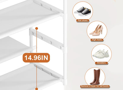 LUKYTOWER Extra Long Shoe Rack 2 Tier Shoe Storage Organizer Wide Stackable Shoe Organizer Racks for Closet Entryway,Shoe Shelf Stand Sturdy Durable Shoes Rack Holder Save Space