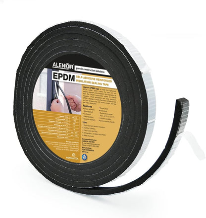 Alenor EPDM Black Foam Insulation Tape Self Adhesive 1/8"x1" x 50' Ft –Pack of 1- Weather Stripping for Doors & Windows,Soundproofing,Door Seal,Weatherstrip,Pipe Cooling,Air Conditioning Seal Strip