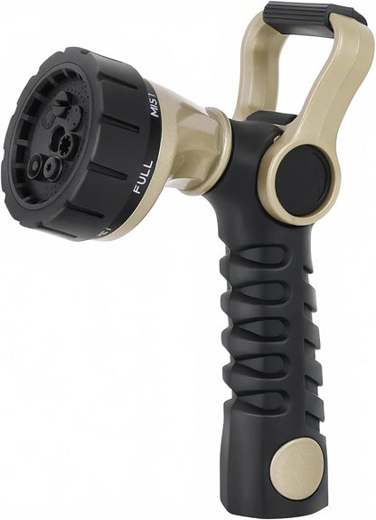 RESTMO Garden Hose Nozzle Heavy Duty, Fireman Style Nozzle with Thumb Control & Large Lever Control, 7 Adjustable Spray Patterns High Pressure Hand Sprayer for Watering Plants, Car and Pet Washing