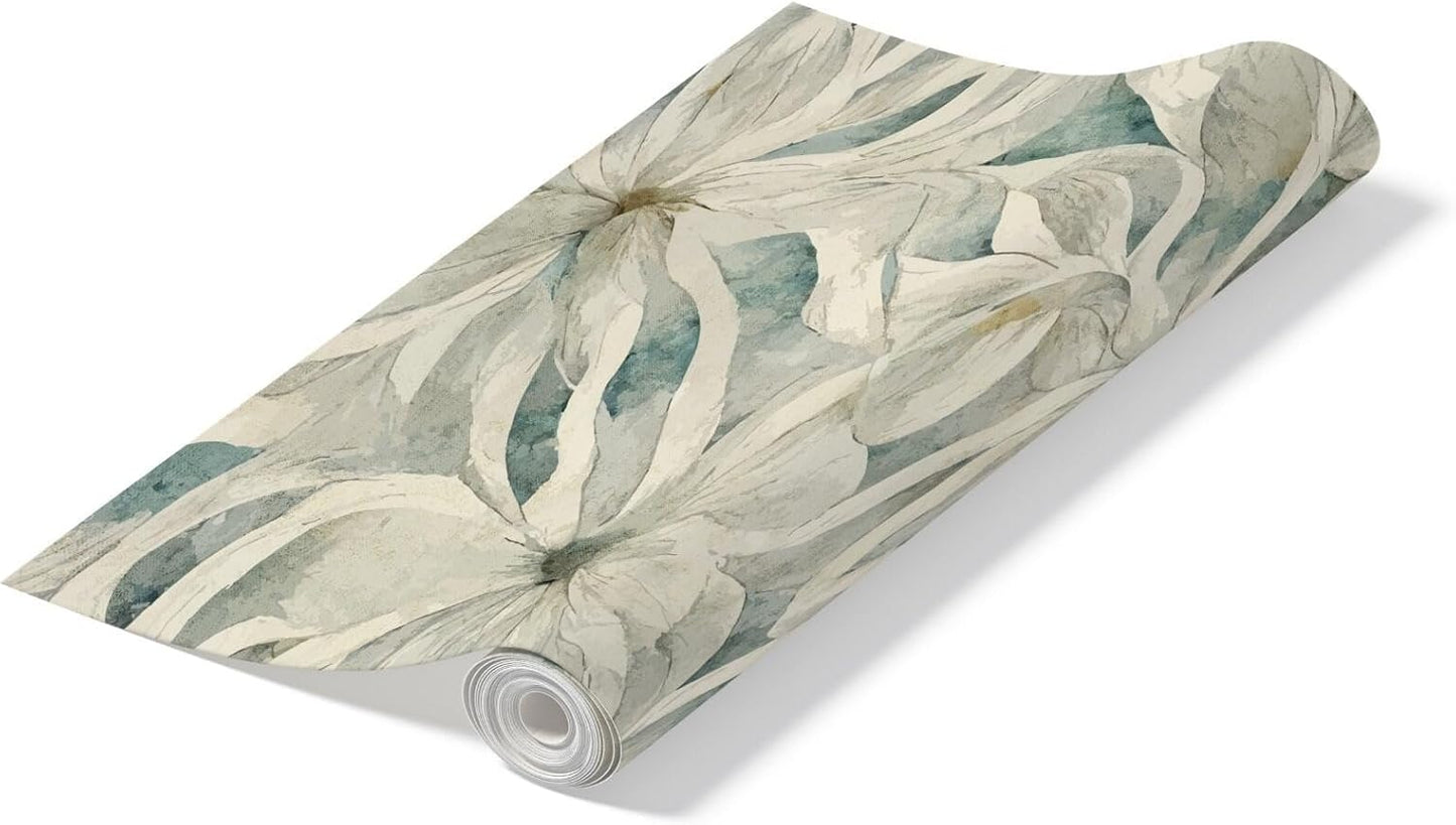 Peel and Stick Wallpaper Roll 17.5 x 216 Whispering Tales Design in Vinyl Sticker Paper for Accent Panels, Bedroom, Kitchen, Office or Shelf Liner