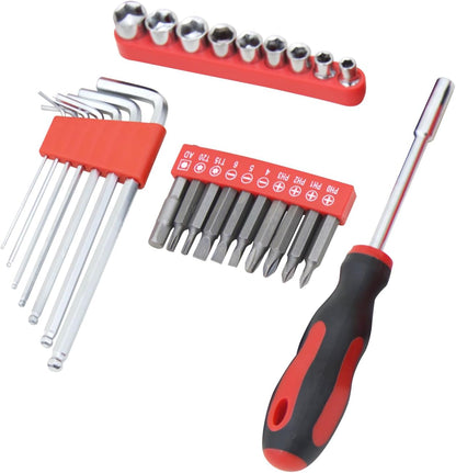 Hantinstom 108-Piece Household Tools Kit Essential Home Repair Set with Plastic Toolbox Ideal for College Students, Home Use & More