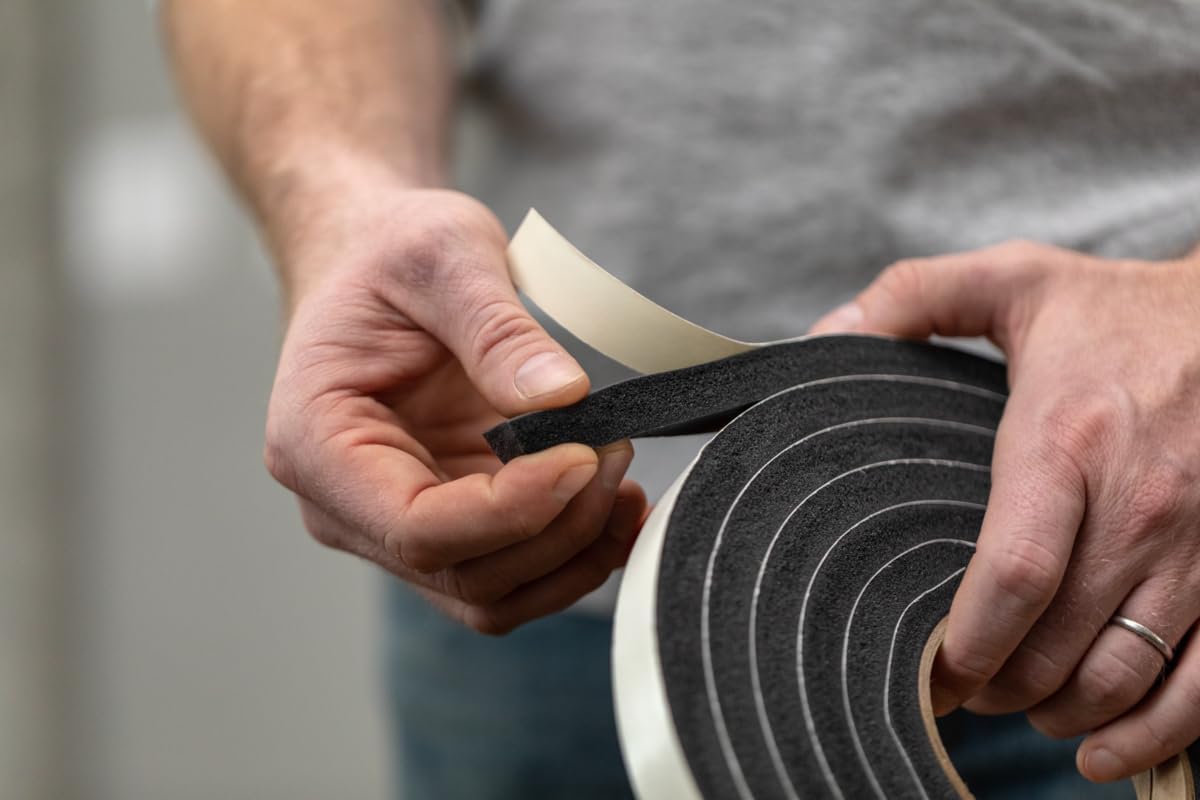 Duck Brand Self Adhesive Foam Weatherstrip Seal for Extra Large Gaps, 20 Total Feet, Window and Door Seal Strip Foam Tape, 3/8-Inch Wide x 5/16-Inch Thick x 10-Feet Long, 2 Rolls, Charcoal (285645)