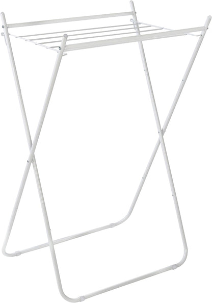 Honey-Can-Do Collapsible Metal Clothes Drying Rack, Foldable Laundry Rack Holds 40 lbs, Hanger-Friendly Design with Non-Skid Feet, Space-Saving Accordion Fold, Indoor Outdoor, White