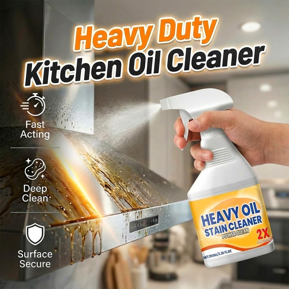Kitchen Heavy Oil Cleaner, Heavy Duty Stove Top Cleaner & Oven Cleaner - Bio-Enzyme Degreaser for Range Hood Stove & Oven, Lemon Scent (1pcs 100ML)