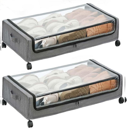 FOUCSSOMEI Under Bed Storage with Wheels, Under The Bed Storage Drawers On Wheels, Rolling Underbed Drawers, Lockable, Heavy Duty