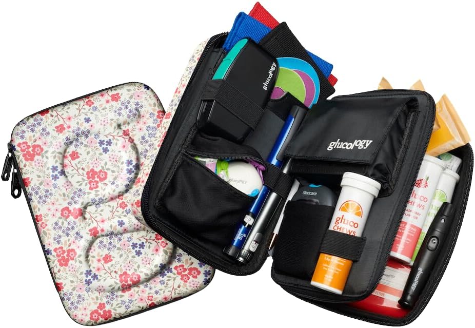 Glucology Large Diabetes Travel Case Hard Shell, Organizer for Glucose Monitor, Insulin Pen, BGL Strips, Syringe, Needles & Diabetic Supplies, Premium & Durable with Extra Compartment, Black