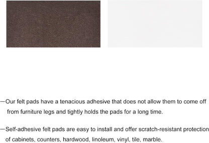 uxcell Felt Furniture Pads, 1.5-inch x 1-inch Self Adhesive Cuttable Anti Scratch Square Floor Protectors for Furniture Legs Hardwood Floor, Brown 16Pcs