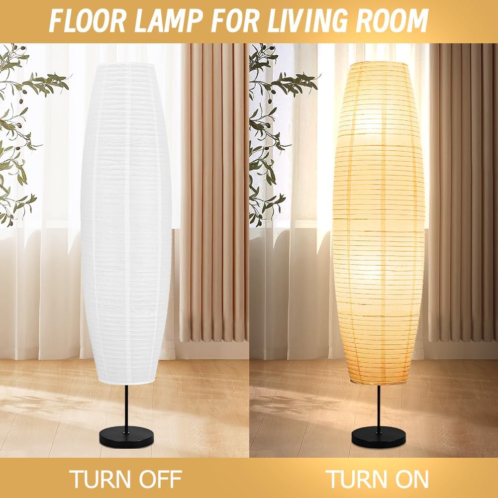 YY YEARCHY Floor Lamp Paper Lamp Japanese Standing Lamps with Rice Paper Shade for Bedroom Livingroom Slim