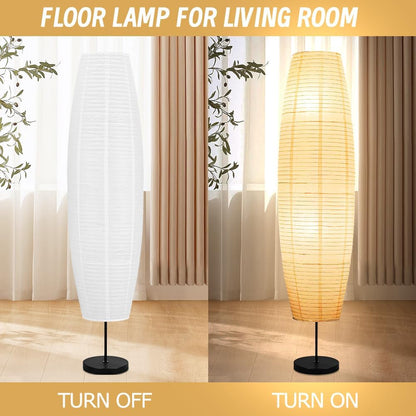 YY YEARCHY Floor Lamp Paper Lamp Japanese Standing Lamps with Rice Paper Shade for Bedroom Livingroom Slim
