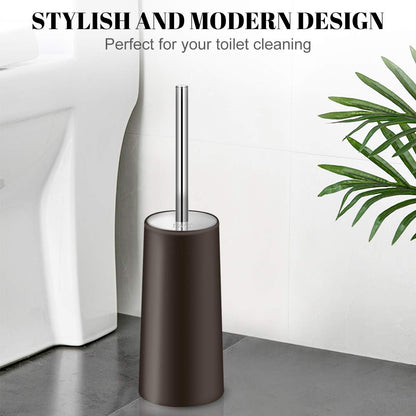 Toilet Brush and Holder, 2 Pack Toilet Brush with 304 Stainless Steel Long Handle, Toilet Bowl Brush for Bathroom Toilet-Ergonomic, Elegant,Durable (White)