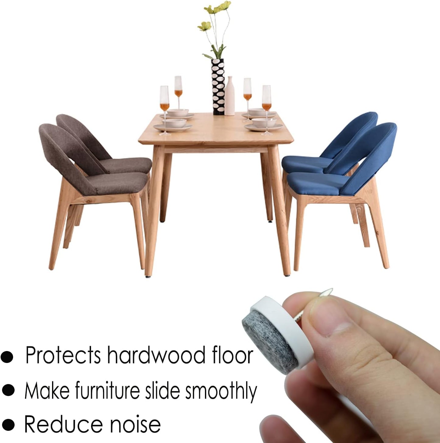 40pcs Round Heavy Duty Nail-on Felt Pad for Furniture Chair Table Leg Feet Floor Protectors Slide Smoothly (Black, Pad Diameter 18mm)