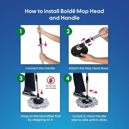 Thunder Mop Spin System -Double-Sided- 2 Compact Stackable 6L Buckets, Microfiber Head, Stainless Steel Wringer, Antifungal Quick-Dry Cleaning, Soap Dispenser, 3 Free Refills (Lime/Forest Green)