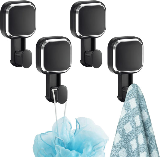TAILI Suction Cup Razor Holder for Shower Wall 2 Pack, Versatile Suction Cup Hooks for Razor, Towel, Loofah, Squeegee, Cell Phone, Removable Damage-Free Hanging Shower Hook, Shaver Holder, Black