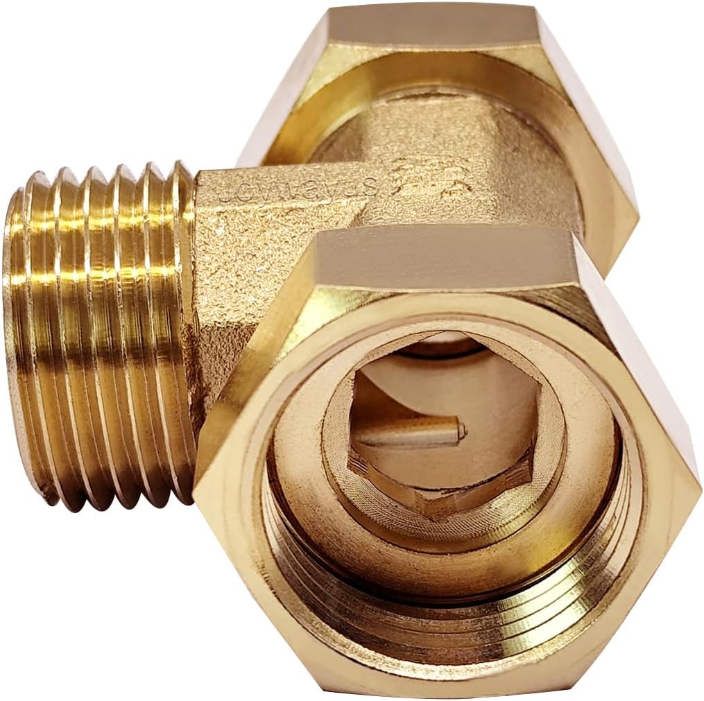 Joywayus 2PCS Brass 3/4" GHT Garden Hose Splitter Body Backyard 2 Way Y Shaped Swivel Connector Threaded Pipe Fitting Coupler Adapter with Washer