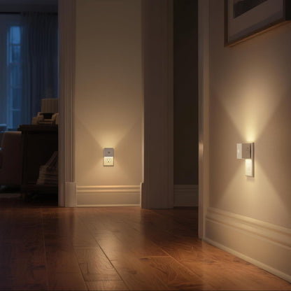 DORESshop LED Motion Sensor Night Light [2 Pack], Plug in Night Light, Dusk to Dawn Night Light Motion Sensor, 3 Level Brightness Adjustable Night Lights for Adults, Bedroom, Bathroom, Hallway, 3000K