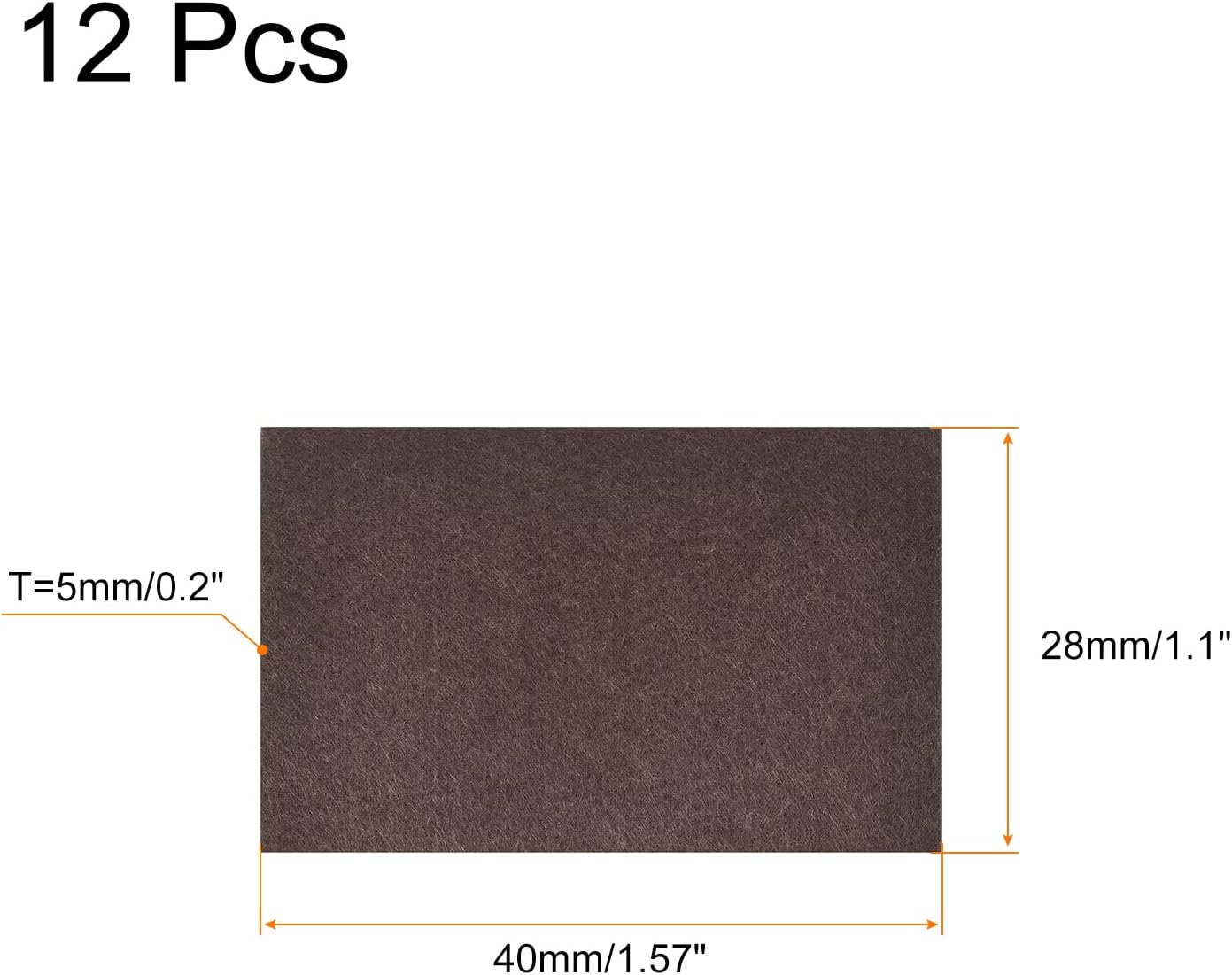 uxcell Felt Furniture Pads, 1.5-inch x 1-inch Self Adhesive Cuttable Anti Scratch Square Floor Protectors for Furniture Legs Hardwood Floor, Brown 16Pcs