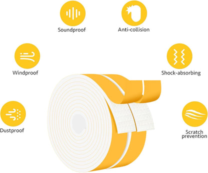Strong Adhesive Weather Stripping, High Density Weatherproof Weather Stripping Door Seal Strip for Sliding Door, Windows,Noise-Reduction Foam Sealing Strip, White(1/2 in x 1/4 in x 13Ft) - Colors A