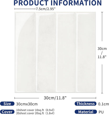 MORCART Peel and Stick Backsplash, 10 Sheets of 11.8"x11.8" - 3D Adhesive Waterproof Wall Tiles for Kitchen, Bathroom, Living Room, Subway Tiles, Gray-Apricot