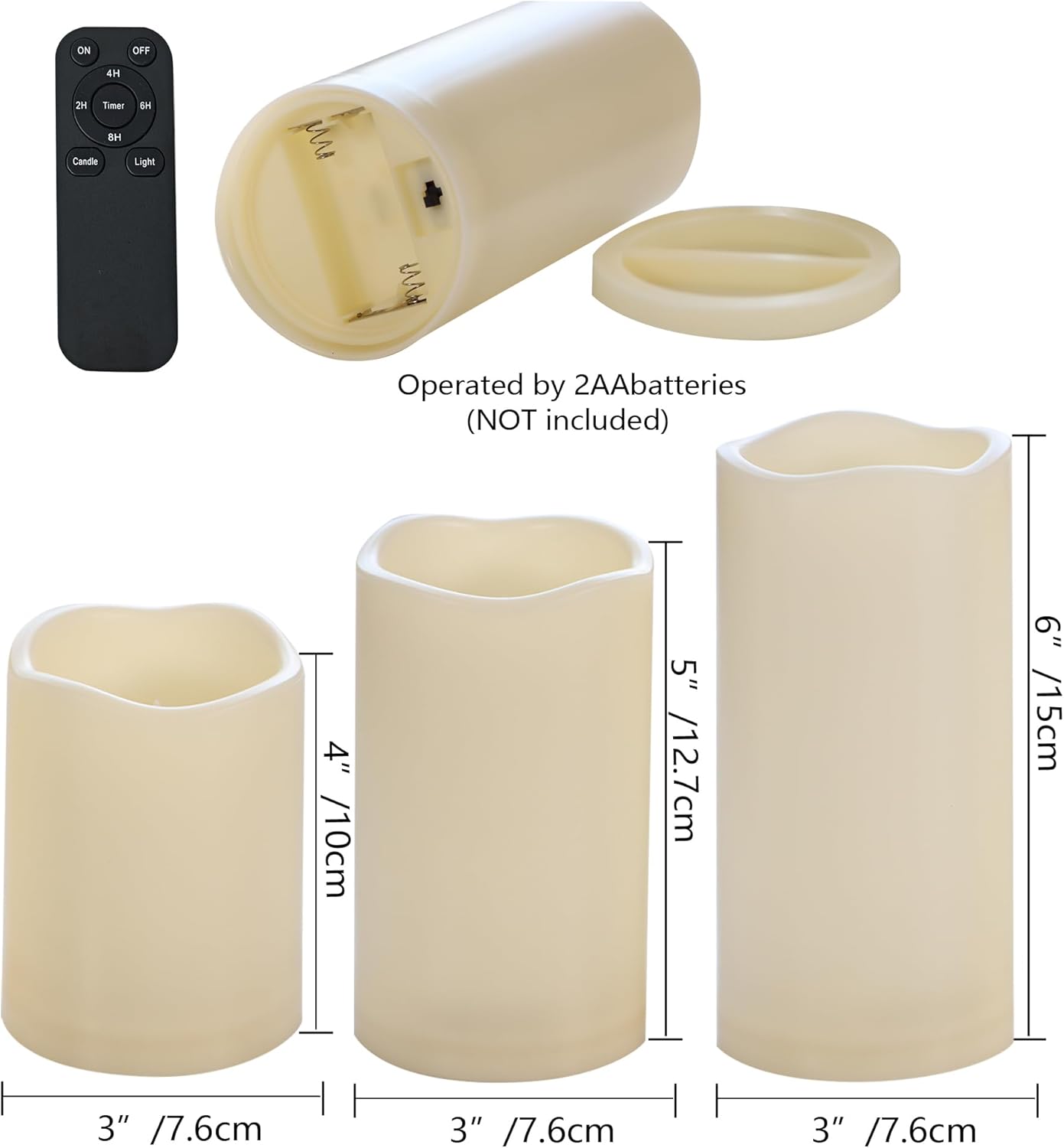 CANDLE CHOICE Waterproof Outdoor Battery Operated Flameless Candles with Remote Timer Plastic Flickering Fake Electric LED Pillars for Lantern Garden Wedding Christmas Decorations 3x4 Inches 3 PCS