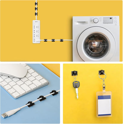 Segarty Cable Clips White, 100 PCS Small Self Adhesive Wire Ties Holder Adjustable Cords Organizer Clamps Ideal Cord Management for Hanging Tidying Wires for PC Desk Car Wall Office Home Outdoors