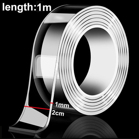 COYOUCO 2Pcs Nano Grip Tape Reusable Removable Washable Double Sided Sticky Strips Seamless Traceless Tape Adhesive Kitchen Holder,2Cm Wide, 1M Long, 1Mm Thick