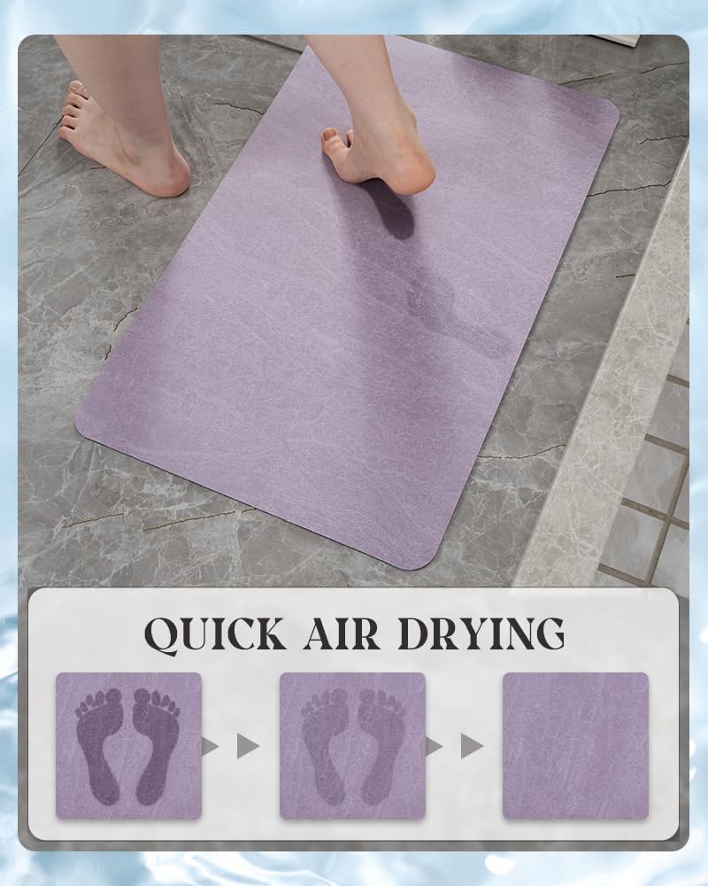 MontVoo -Bath Mat-Rubber Backing Non SlipThin Bathroom Rugs Fit Under Door- Quick Dry Absorbent Faux Suede Surface Grey Bathroom Floor Mats-Shower Rug for in Front of Bathtub Shower Gray 16x24