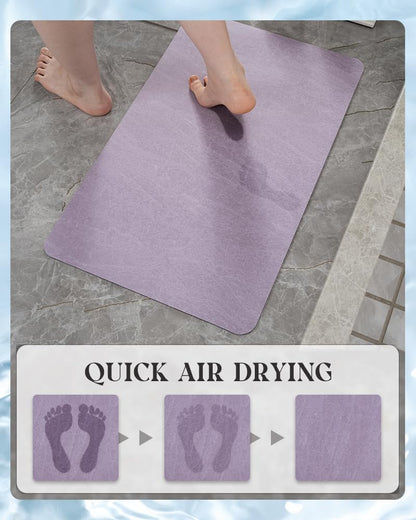 MontVoo -Bath Mat-Rubber Backing Non SlipThin Bathroom Rugs Fit Under Door- Quick Dry Absorbent Faux Suede Surface Grey Bathroom Floor Mats-Shower Rug for in Front of Bathtub Shower Gray 16x24