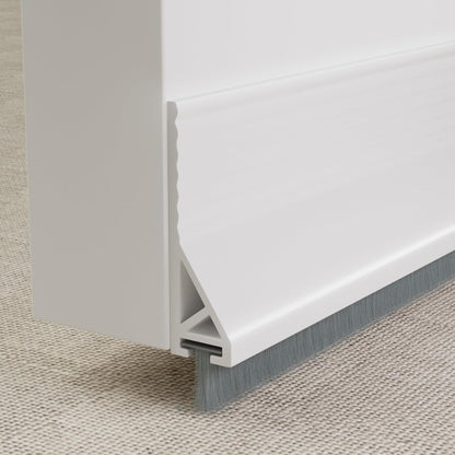 KNEELISA 39”X 1 Pack Rubber Door Sweep Bottom Exterior & Interior,Silicone Adhesive Under Door Draft Stopper with Brush,Gap Filler Noise Blocker,Soundproofing Seal Strip,White