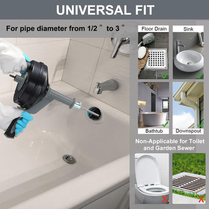 Drain Auger, Clog Remover with Drill Adapter, 25 Feet Flexible Plumbing Snake Use Manually or Powered for Kitchen, Bathroom and Shower Sink, Comes with Gloves (blue)