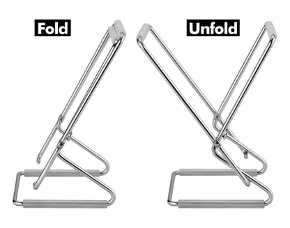 WAGENSTEIGER Foldable Stainless Steel Trash Bag Holder 13×17cm (5.12" × 6.69") Compact Countertop Waste Stand for Kitchen Food Prep, Desktop Use & Camping | Easy-Fold Space-Saving Bag Frame