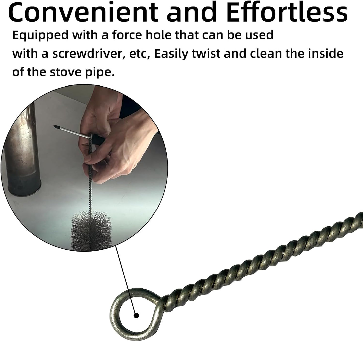 Tent Wood Stove Pipe Cleaning Brush with Stainless Steel Bristles, Chimney Cleaning Wire Brush for All Kinds of Pipe Cleaning (7cm/2.8in)