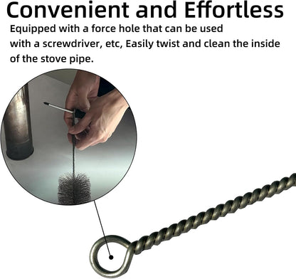 Tent Wood Stove Pipe Cleaning Brush with Stainless Steel Bristles, Chimney Cleaning Wire Brush for All Kinds of Pipe Cleaning (7cm/2.8in)