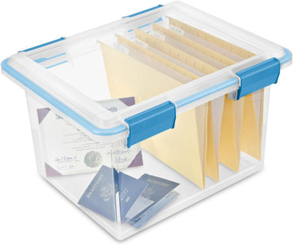 Sterilite 4-Pack Gasket Box, Home Storage Organizer Bins with Lids, 37 Quart – Stackable Clear Plastic Containers for Bedroom, Bathroom, Garage, Basement, or Attic
