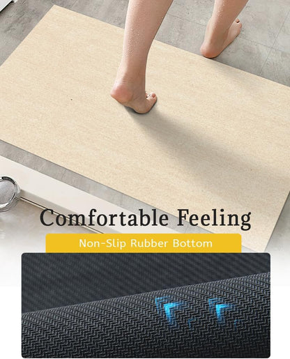 Mecko Bath Mat Rug, Rubber Non-Slip Quick Dry Absorbent Thin Bathroom Rugs Fit Under Door Bathroom Floor Mats-Shower Rug for in Front of Bathtub, Sink, Shower Room(Light Grey,16"x24")
