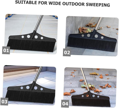 Wide Outdoor Broom Heavy Duty Stainless Steel Lawn Sweeper with Handle for Efficient Cleaning of Patios Decks Gardens and