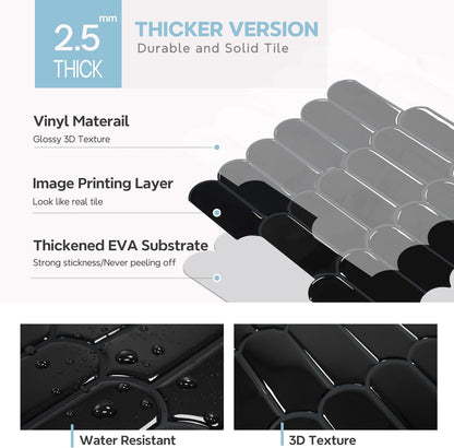 Vamos Tile Upgraded Thicker Design Peel and Stick Backsplash Tile, Self Adhesive Vinyl Wall Tiles, Stick on Backsplash for Kitchen, Bathroom, RV,Pantry,10-Sheet Grayish Blue Marble with White Grout