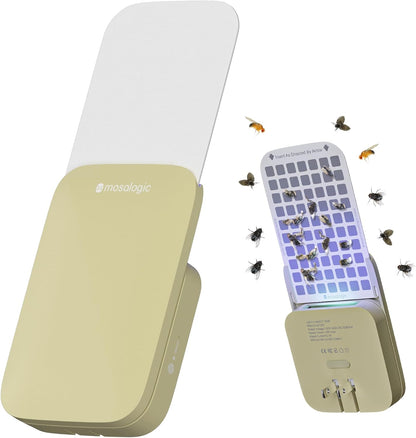Mosalogic Fruit Fly Traps for House Use Gnat Trap Flying Insect Trapper Plug-in Mosquito Killer Indoor Gnat Moth Catcher Fly Tapper with Night Light UV Attractant Catcher for Home Office White-1PACK