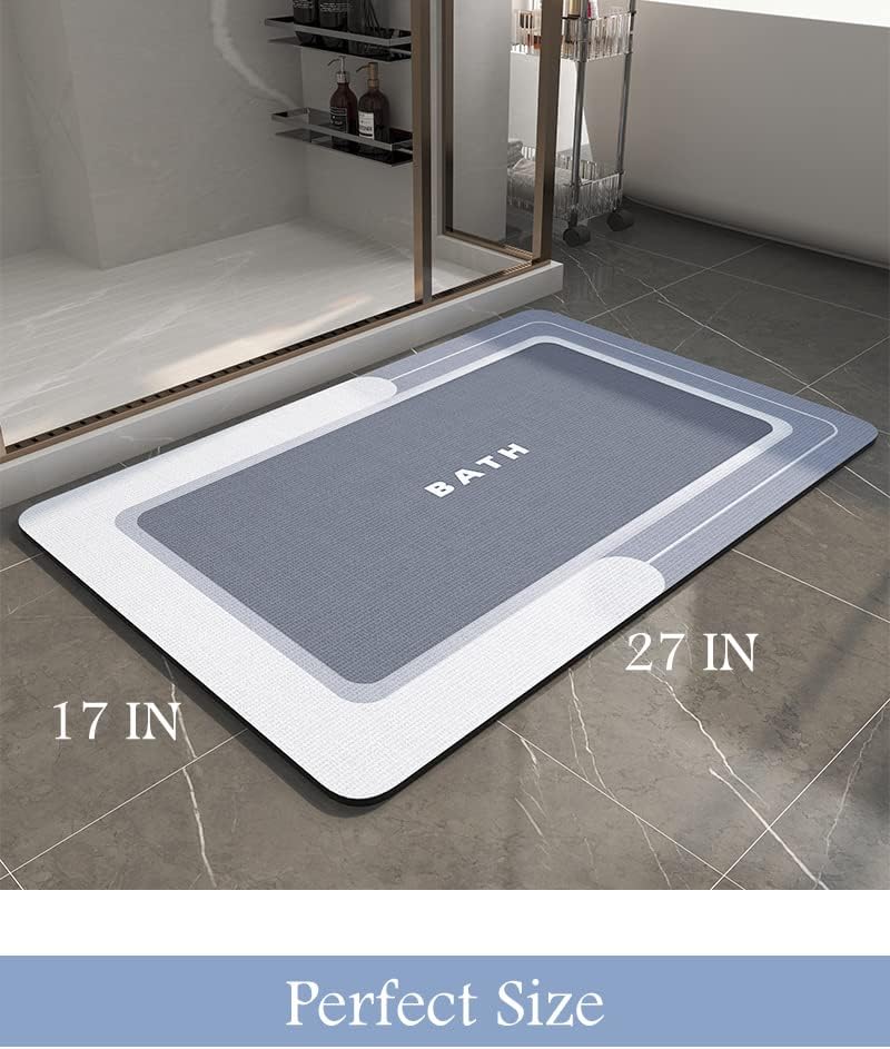 MontVoo-Bath Mat-Bathroom Mat Rug Non Slip Super Absorbent Stain Resistant Quick Dry Thin Bath Rug-Bath Mats for Bathroom Floor Bathtub Vanity-Bathmat Bath Rug Easy Care-17"x27" Grey