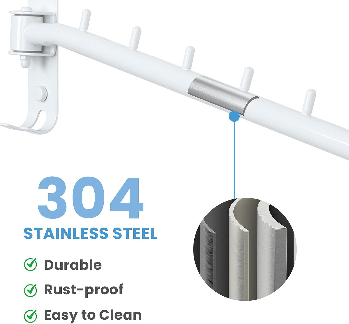 Mooche Swing Clothes Hanger Rack, Garment Racks Folding Clothes Bar Wall Mounted, 180°Rotation Laundry Drying Rack 304 Stainless Steel Space Saving for Laundry Room Bedroom Balcony, 9.45" Long