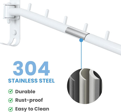 Mooche Swing Clothes Hanger Rack, Garment Racks Folding Clothes Bar Wall Mounted, 180°Rotation Laundry Drying Rack 304 Stainless Steel Space Saving for Laundry Room Bedroom Balcony, 9.45" Long